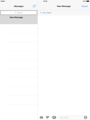 Press the text input field and write the text for your iMessage.
