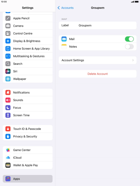 Press Account Settings.