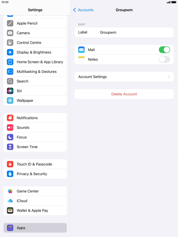 Press Account Settings.