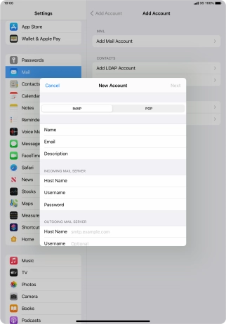 Press Host Name and key in the name or IP address of your email provider's outgoing server. Please note that if you can't send email messages when using your email provider's outgoing server, key in smtp.vodafone.net.au (Vodafone's outgoing server).