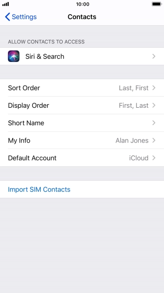 Press Import SIM Contacts.