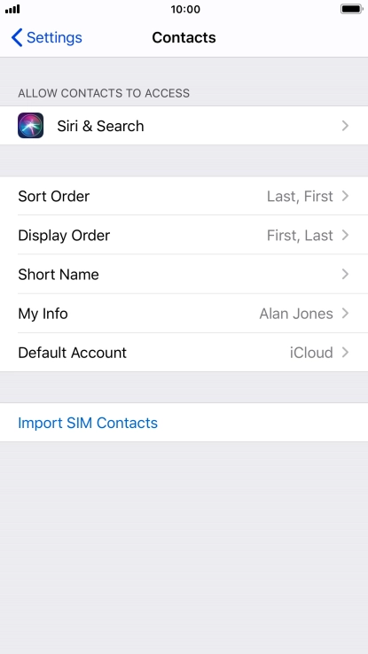 Press Import SIM Contacts.