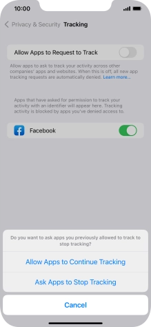 If you turn off the function, press the required setting.