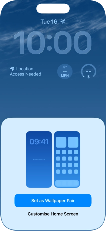 To use the same colour theme on the home screen, press Set as Wallpaper Pair.