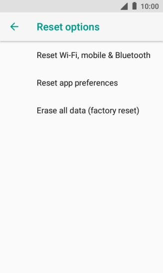 Press Erase all data (factory reset).