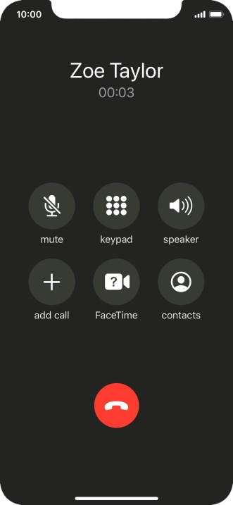 Press the end call icon to end the call.