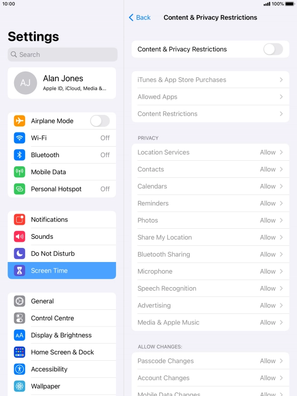 Press the indicator next to 