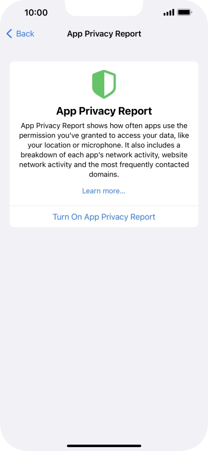 Press Turn On App Privacy Report to turn on the function.