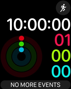 Slide your finger right starting from the left side of the screen to go back to the original watch face.