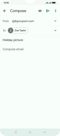 Press the text input field and write the text for your email message.