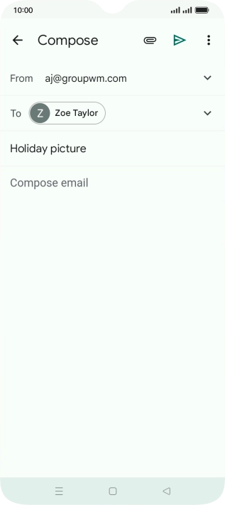Press the text input field and write the text for your email message.