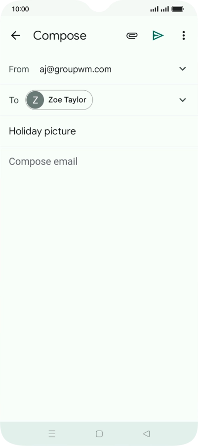 Press the text input field and write the text for your email message.