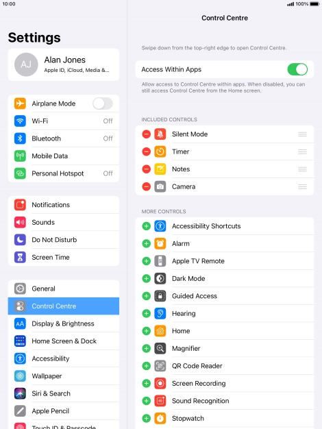 Press the indicator next to 