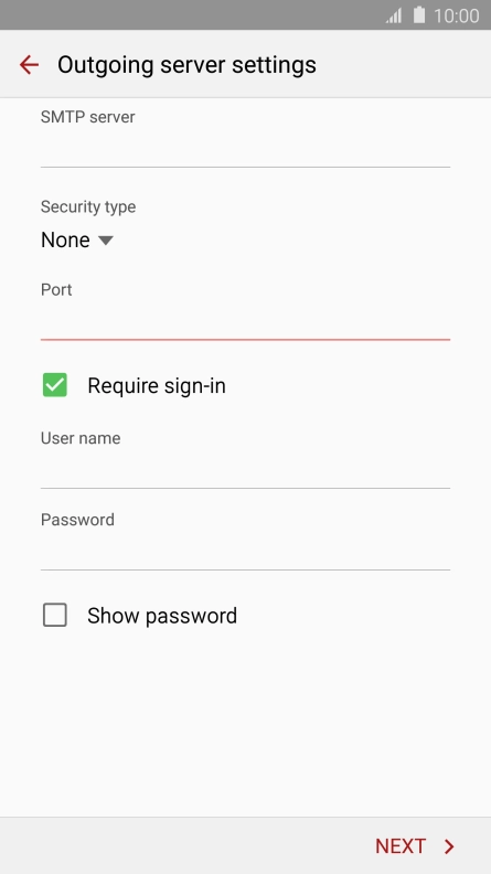 If you turn on SMTP authentication, press the field below 