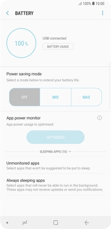 Press the required setting.