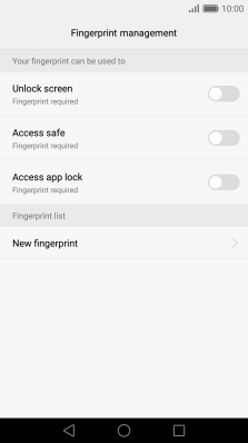 Press New fingerprint and follow the instructions on the screen to create the phone lock code using your fingerprint.