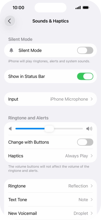Press the indicator next to 