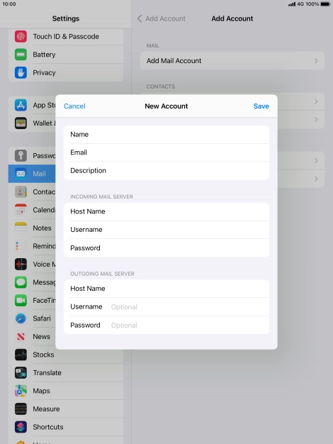 Press Username and key in the username for your email account. Please note that if you're using Vodafone's outgoing server, leave the username field empty.