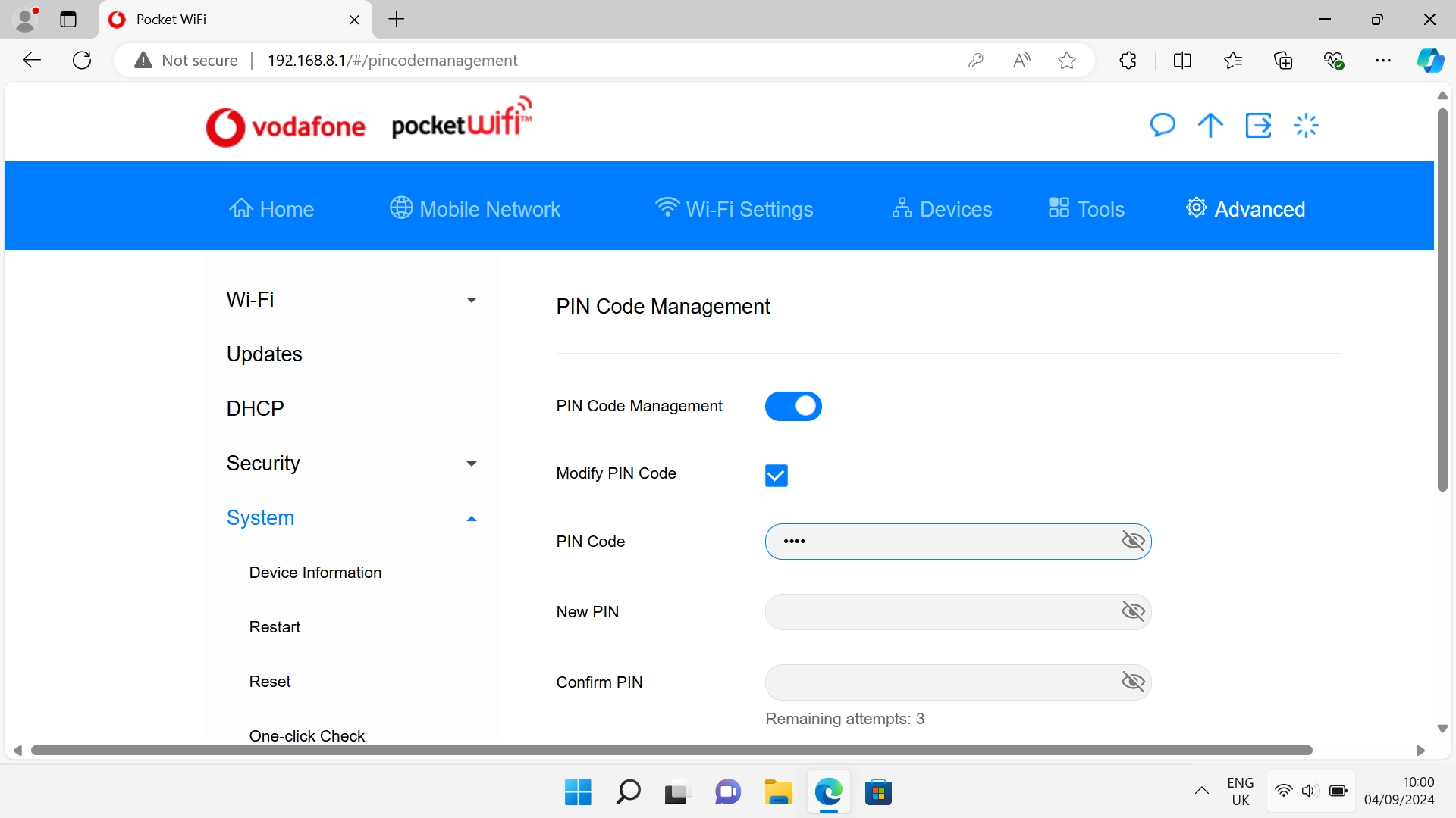 Click the field next to 
