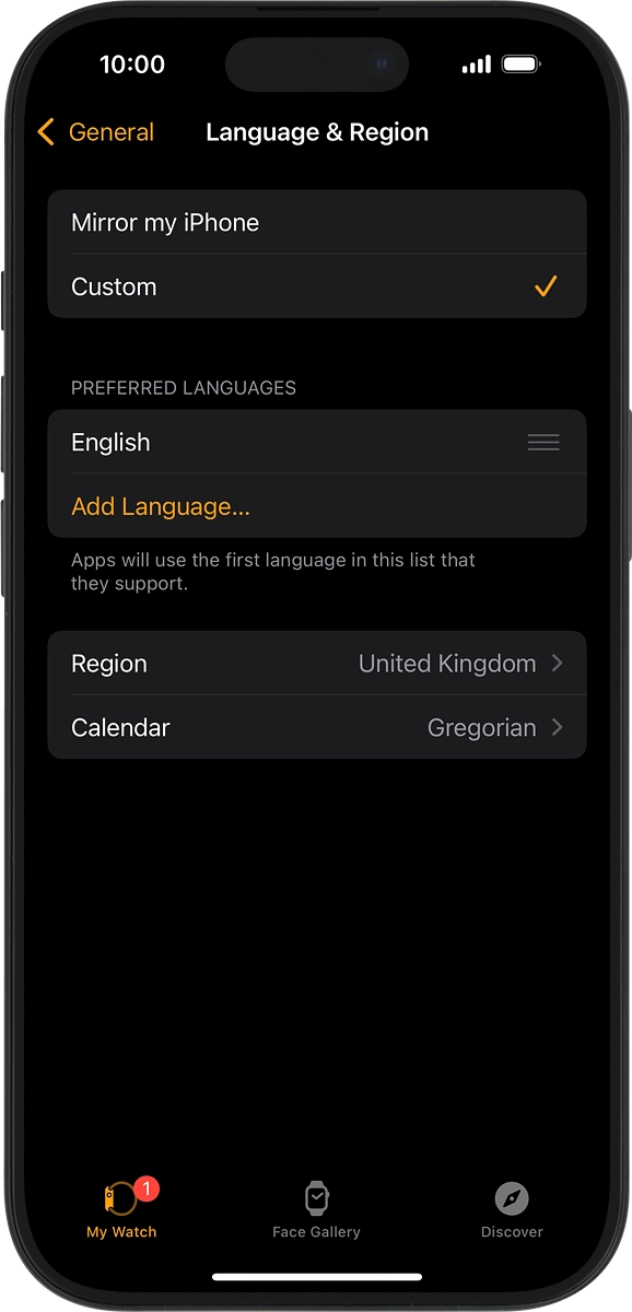 On your phone: Press Add Language....