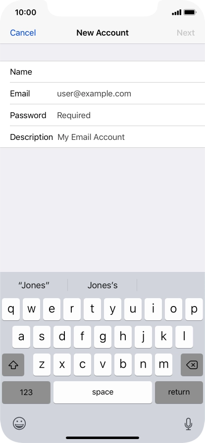 Press Email and key in your email address.