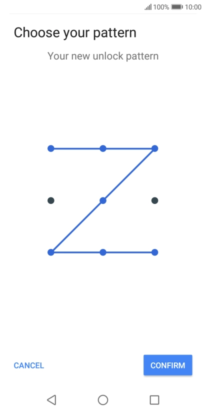 Repeat the selected phone lock code and press CONFIRM.