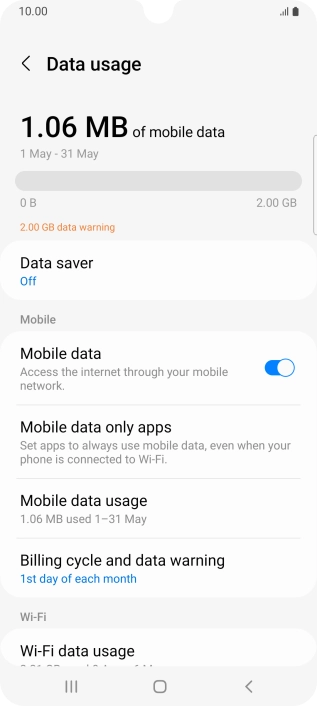The total data usage is displayed.