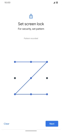 Slide your finger across the screen to connect at least four points and press Next.
