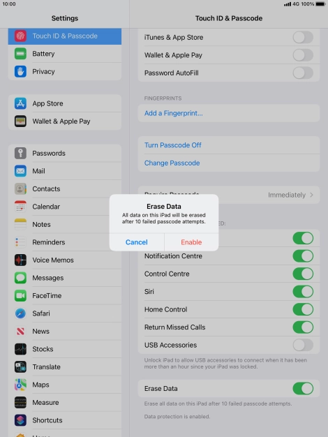 If you turn on the function, press Enable.