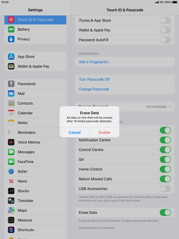 If you turn on the function, press Enable.