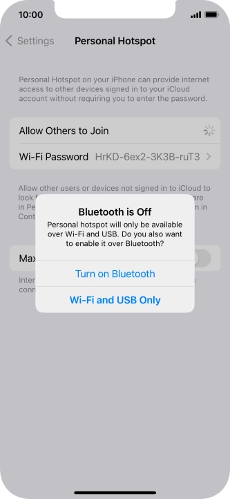 If Wi-Fi is turned on, press Wi-Fi and USB Only.