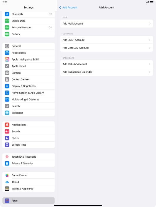 Press Add Mail Account.
