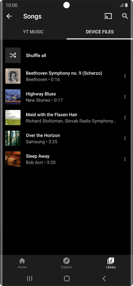 Press the required audio file.