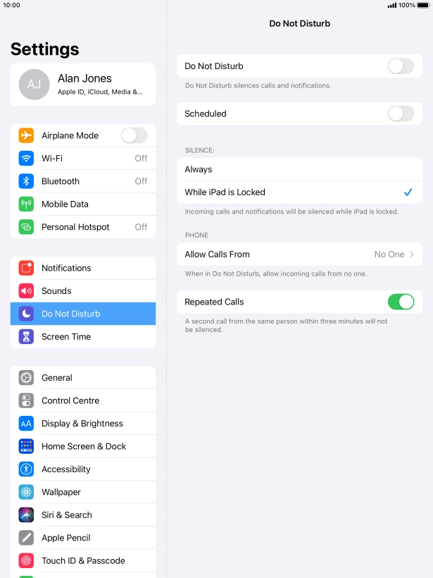 Press the indicator next to 