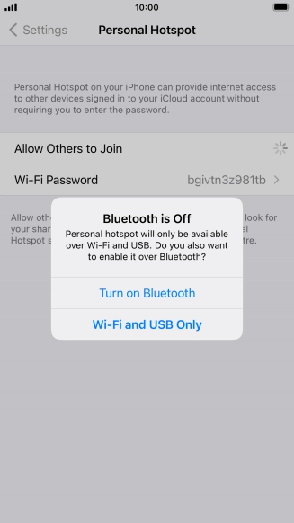 If Wi-Fi is turned on, press Wi-Fi and USB Only.