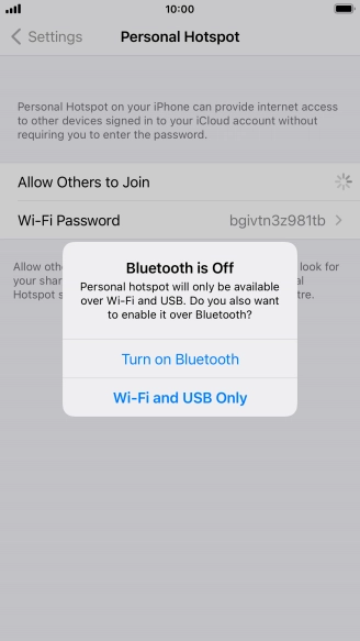 If Wi-Fi is turned on, press Wi-Fi and USB Only.