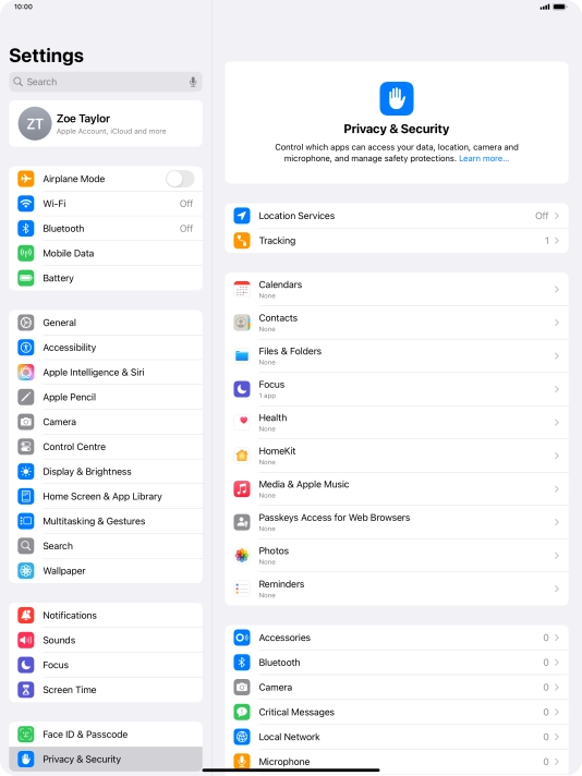 Press Location Services.