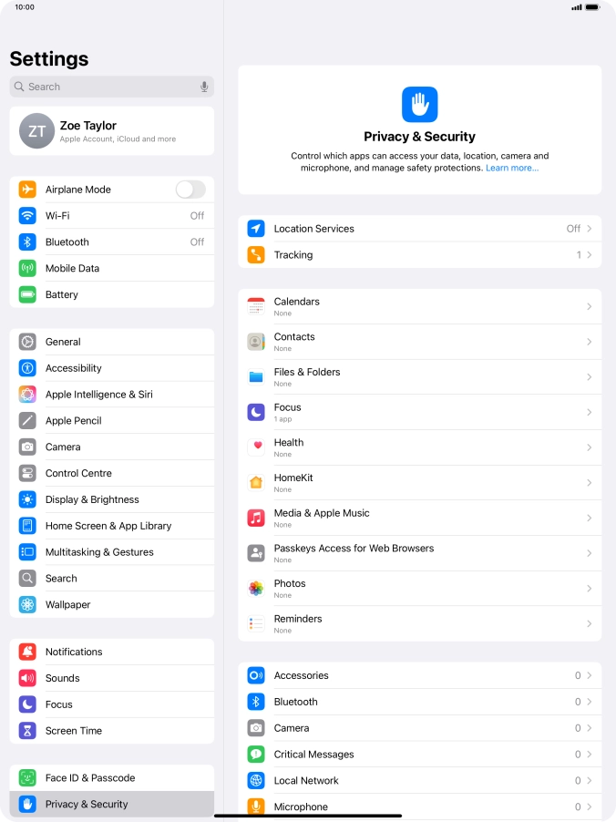 Press Location Services.