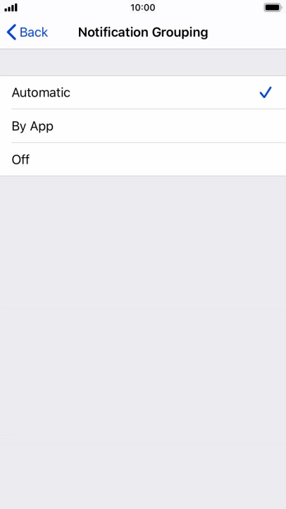 Press the required setting.