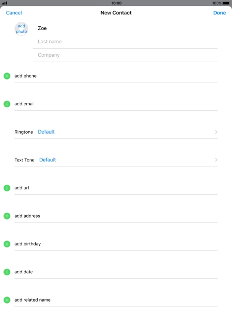 Press Last name and key in the last name.