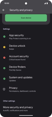Press More security and privacy.