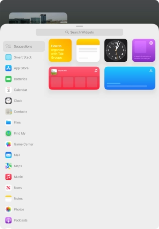Press the required widget.