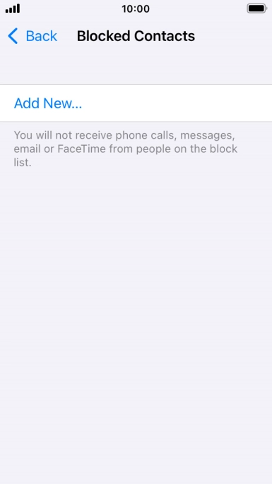 Press Add New... and follow the instructions on the screen to block a contact.