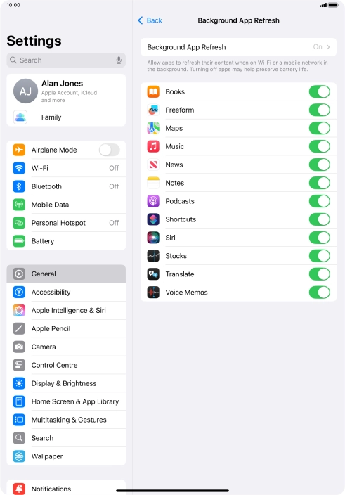 Press Background App Refresh.