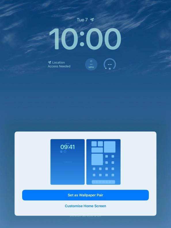 To use the same colour theme on the home screen, press Set as Wallpaper Pair.