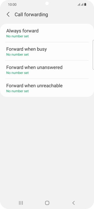 Press the required divert type.