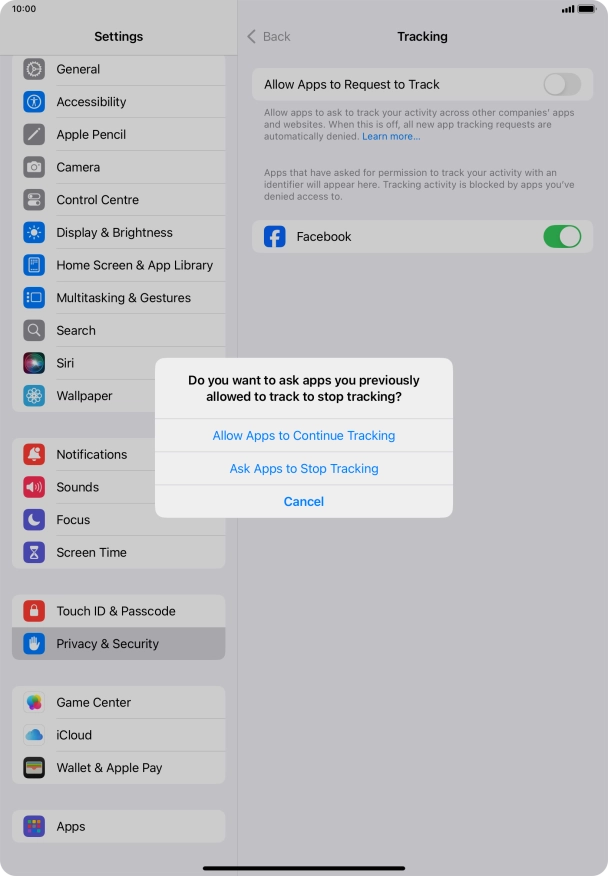If you turn off the function, press the required setting.