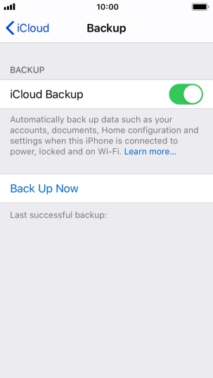 Press Back Up Now and wait while the phone memory is backed up.