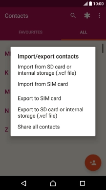 Press Import from SIM card.