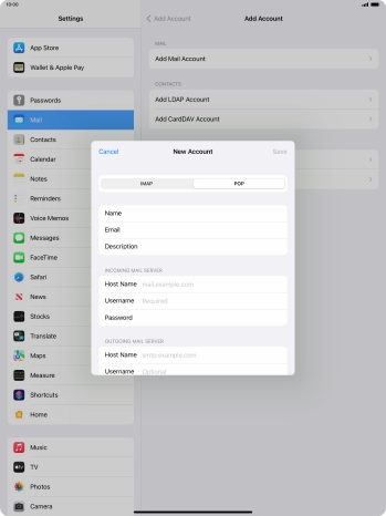Press Host Name and key in the name of your email provider's incoming server.